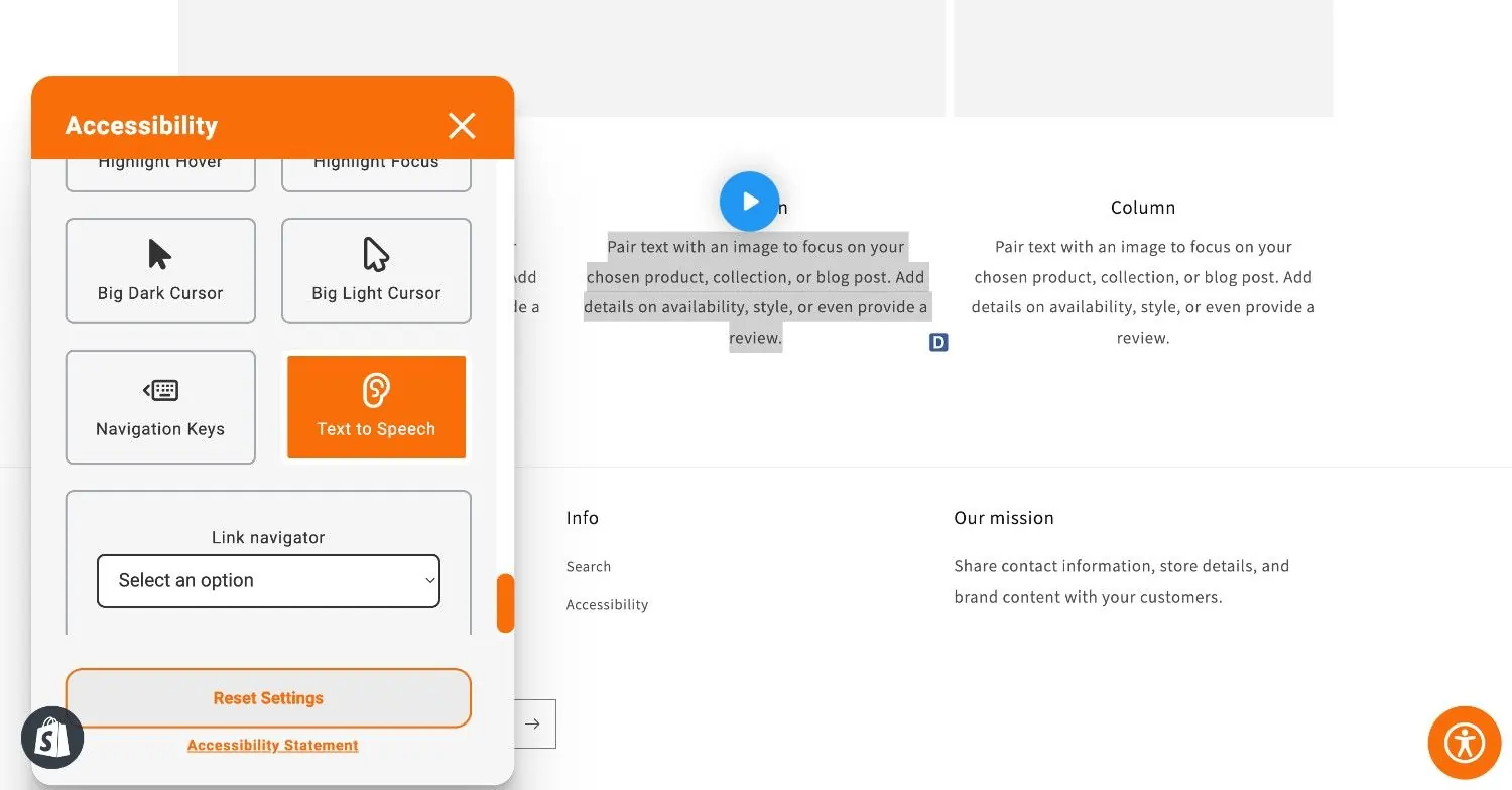 Accessibility-Text-to-speech-functionality