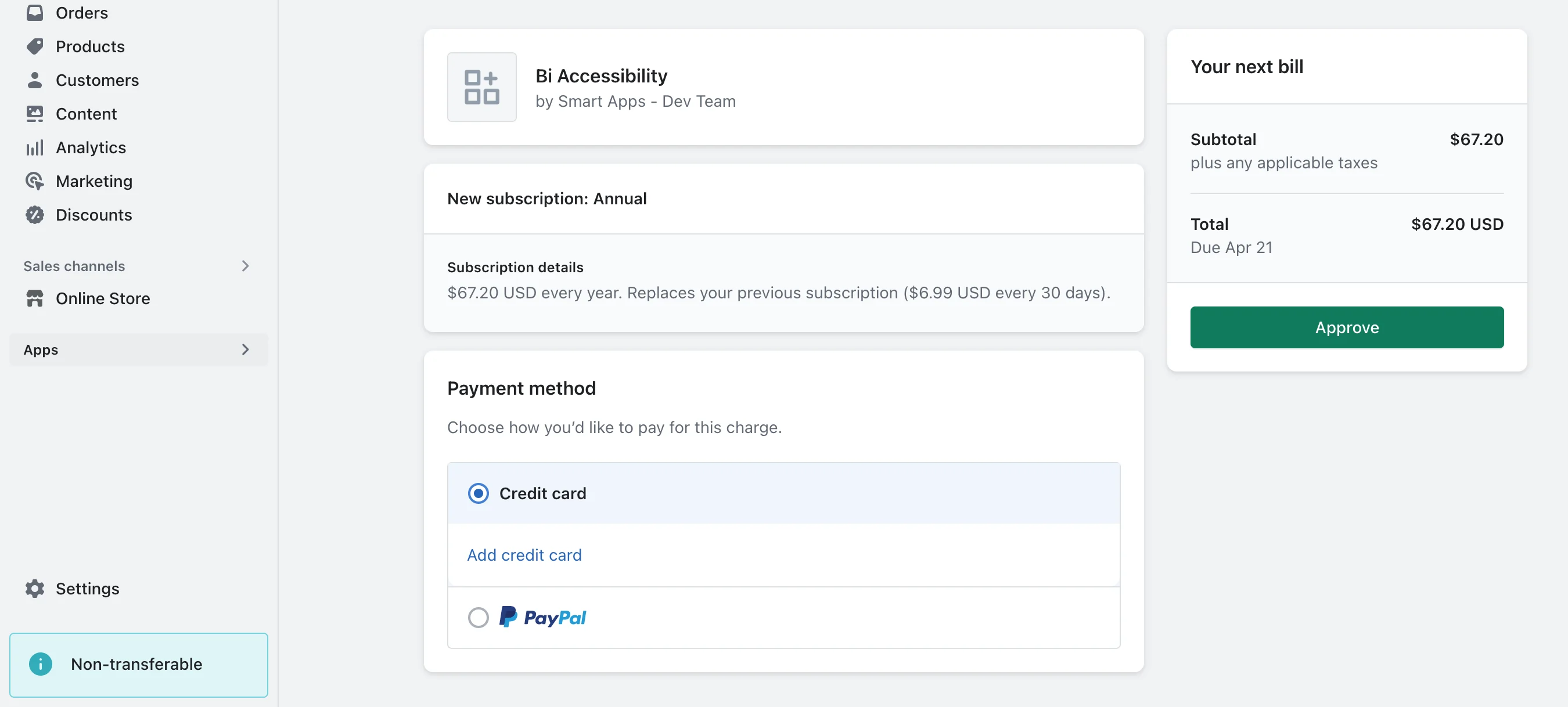 Choose the subscription plan you want to upgrade to and click Upgrade