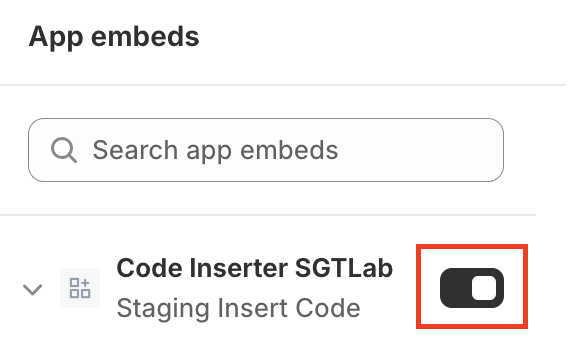 Enable the app in the theme customizer