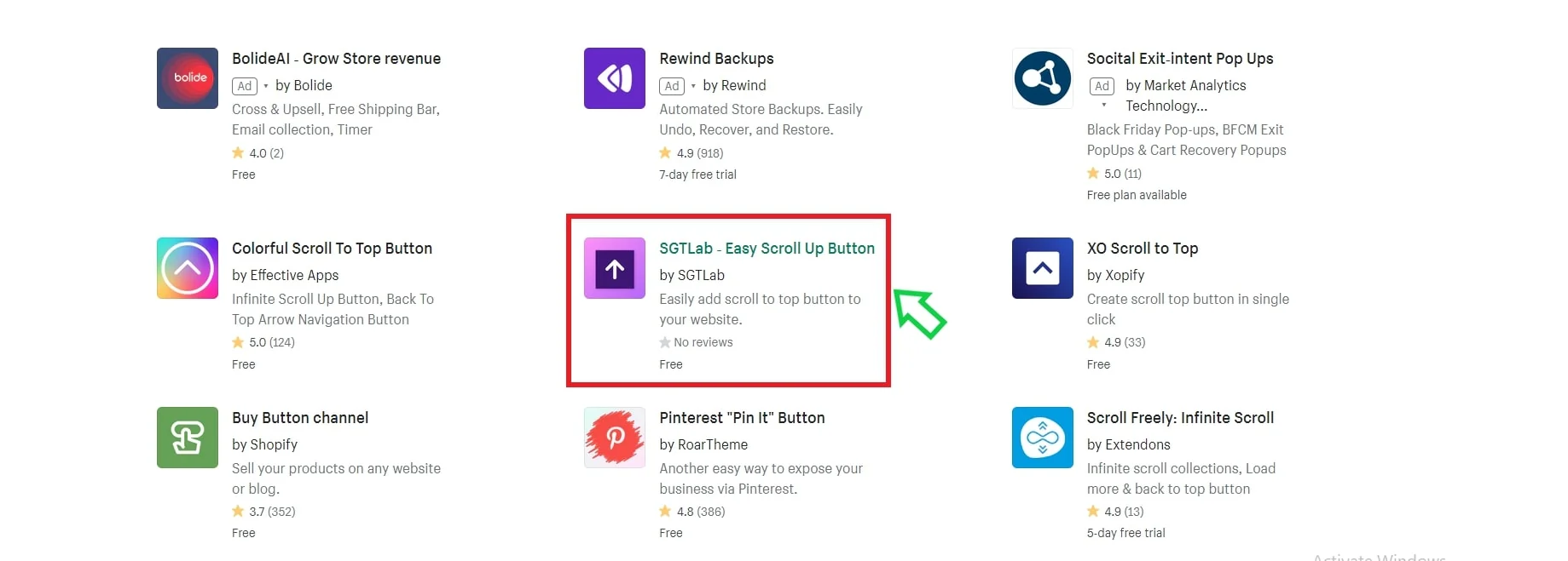 Click the app you want to review.